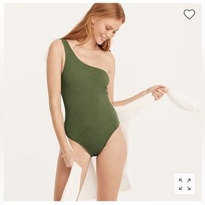 New Jcrew olive green textured one shoulder swimsuit - never worn
